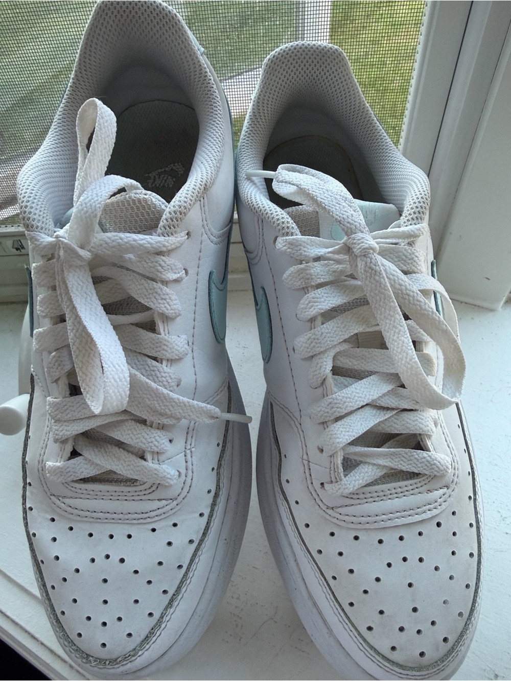 Nike Court Vision Alta Sneakers, light blue logo, Women Size 9